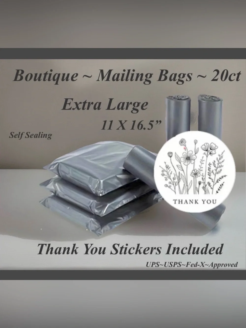 Ex. Large Poly Mailing BagsW/Thank You Stickers 20ct Bags & 20ct Stickers 〰️🆕〰️